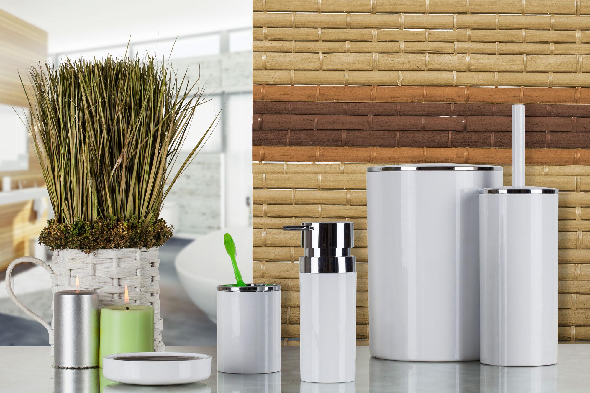 

PRİMANOVA Набір срібних аксесуарів для ванної кімнати з 5 предметів білий