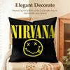 Band NNirvana Cushion Cover Natural Linen Organic Fabric DoubleSided Printing Sofa Home Decor Gift Pillow Case