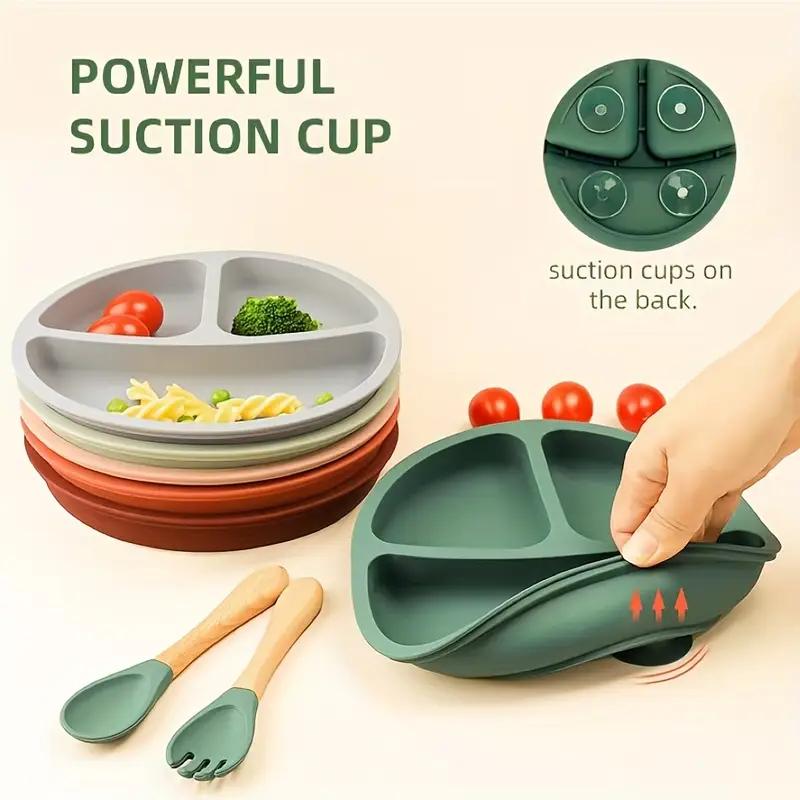 Baby Silicone Dining Plate Kids Feeding Plate Sucker Bowl Owl Shape Children Dishes Feeding Toddler Training Tableware BPA Free
