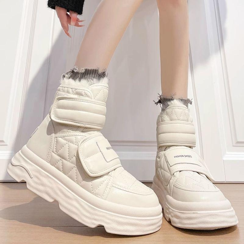 Mote Vinter Dame Plysj Mote Bomullssko Stor Plattform Sklisikre Snøstøvler Utendørs Arbeid Høy Kvalitet Komfortable Damesko