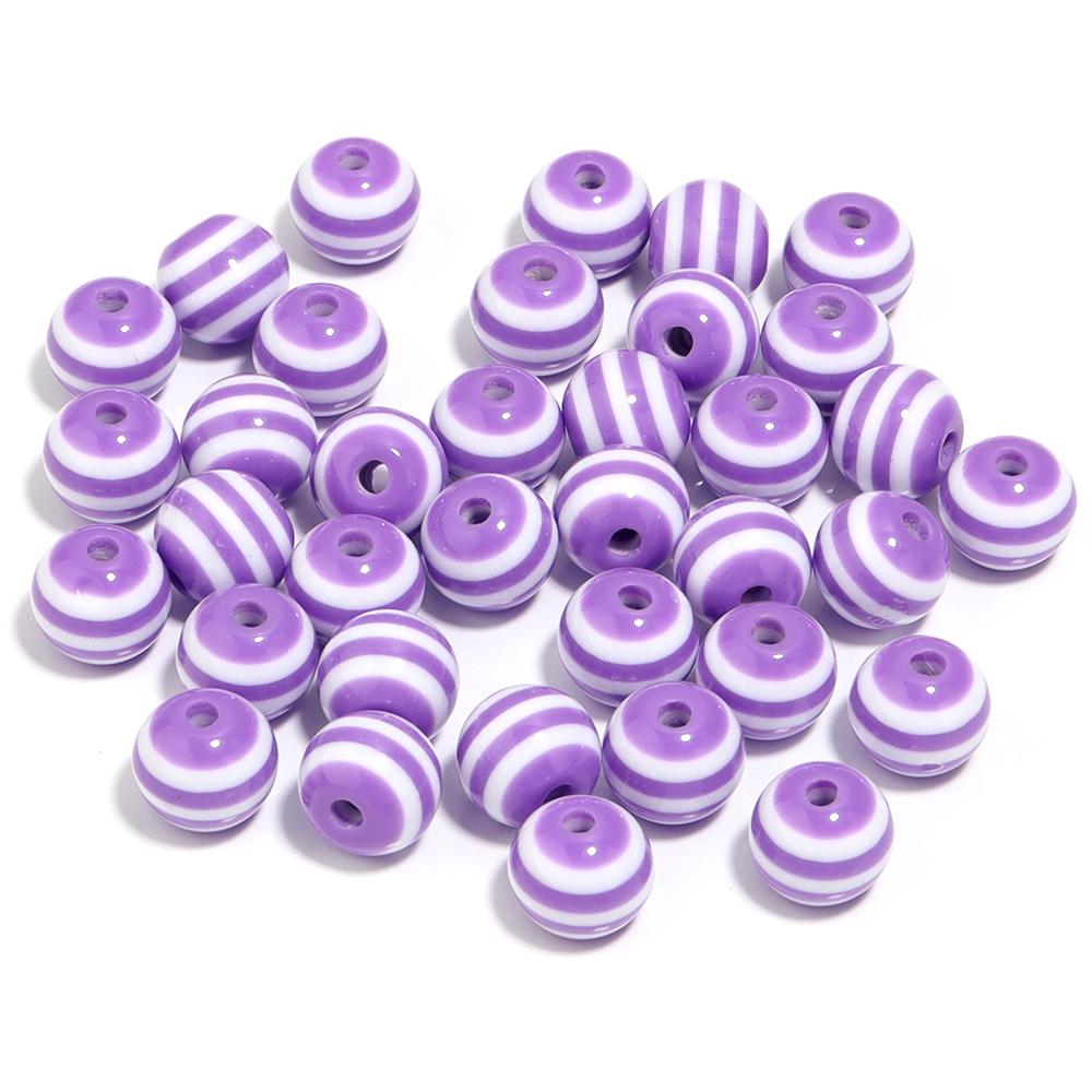 50-100pcs/lot 6 8 10 12mm Resin Round Beads Colored Stripes Spaced Beads For DIY Craft Bracelet Phone Chains Making Accessories