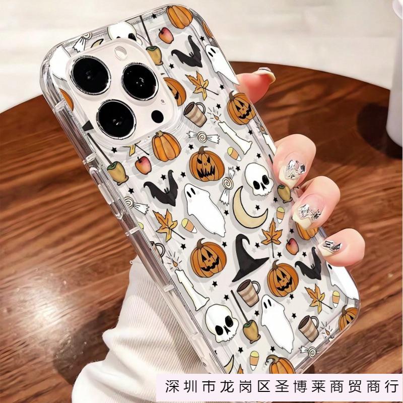 Pumpkin ghost candy is suitable for Apple 16pro mobile phone case 15pro transparent 1413 airbag 12 trend 11