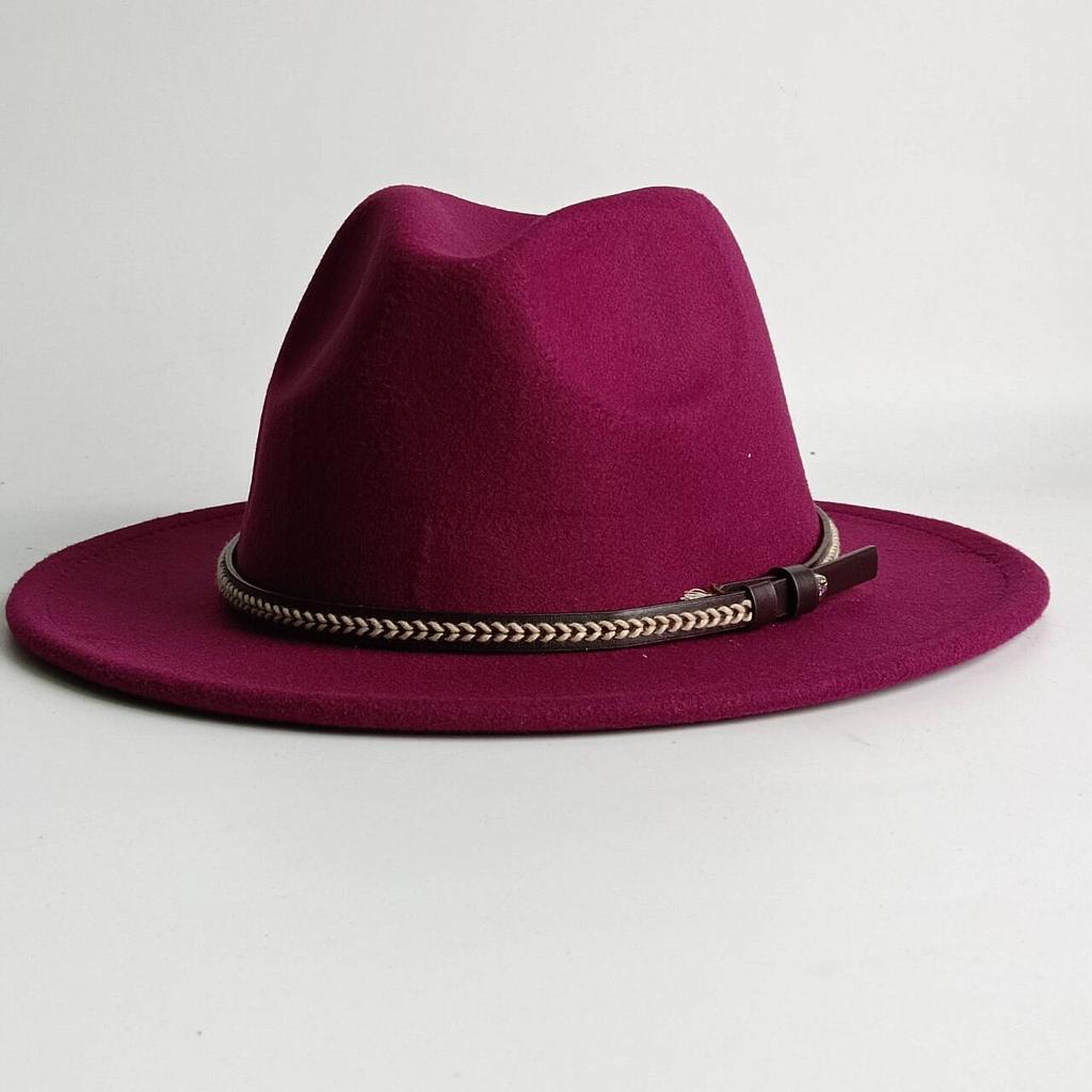 Deep Purple Fedora Felt Hat Men'S And Women'S Universal Solid Color Fedora Hat Women'S  Wide Brim Classic Jazz Hat Church Hat