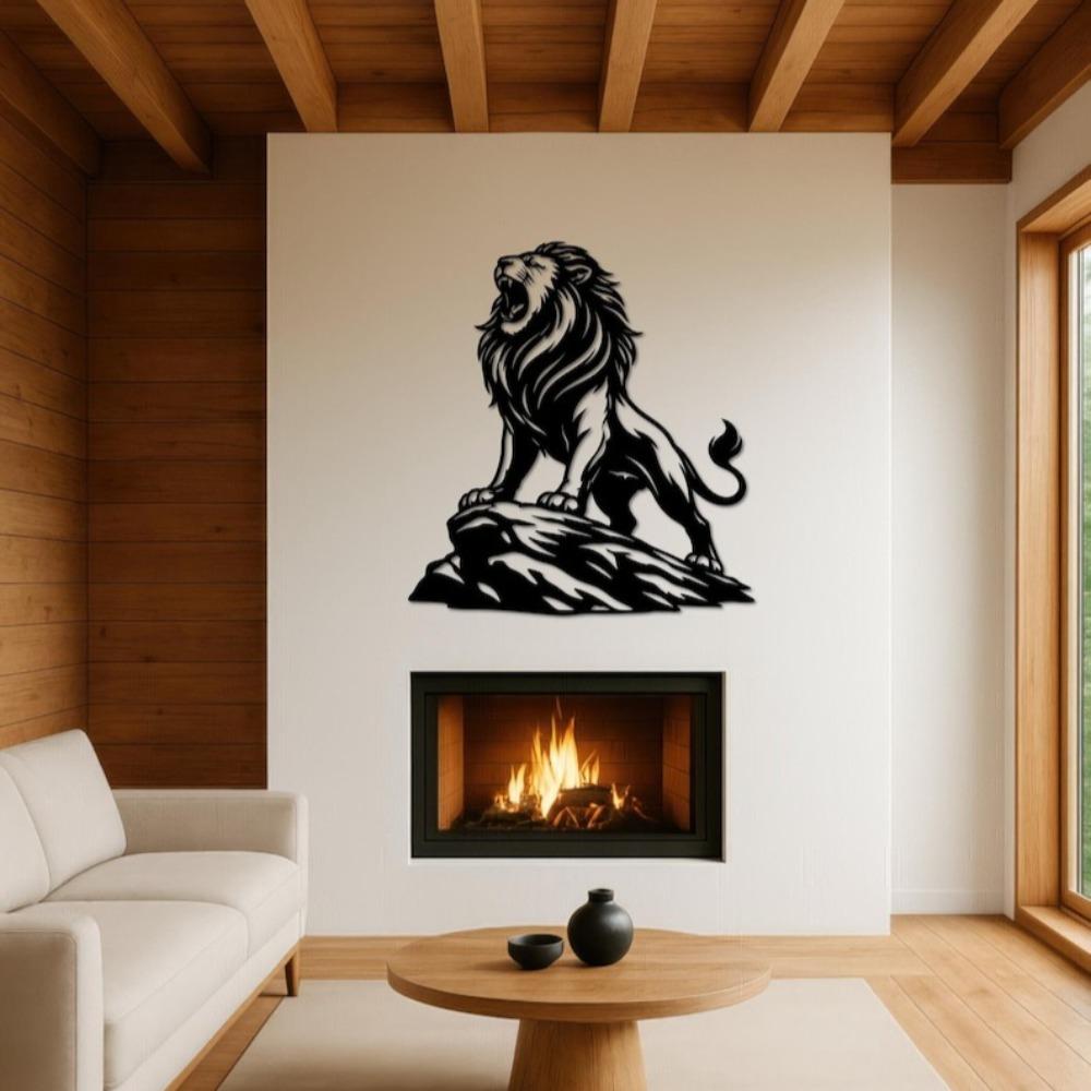 Metal Lion Wall Art, Roaring Jungle King Decor, Powerful Wildlife Metal Wall Sculpture, Animal Home Decoration