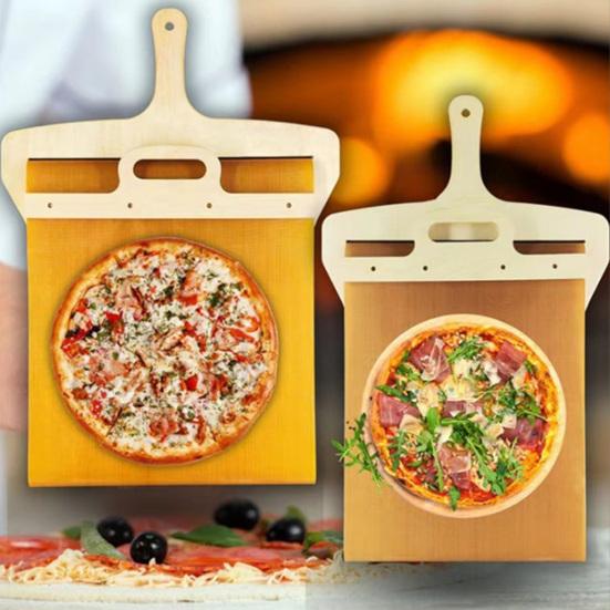 Pizza Posuvná lopata s dřevěnou rukojetí Oboustranná dřevěná pizza špachtle Nepřilnavá lopatka pro vnitřní venkovní pece