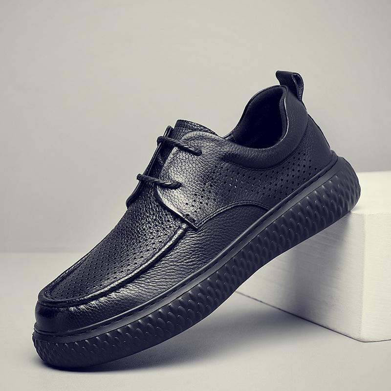 Loafers men's shoes 2025 summer one-pedal casual leather shoes men's leather breathable thick-soled comfortable Doudou shoes men