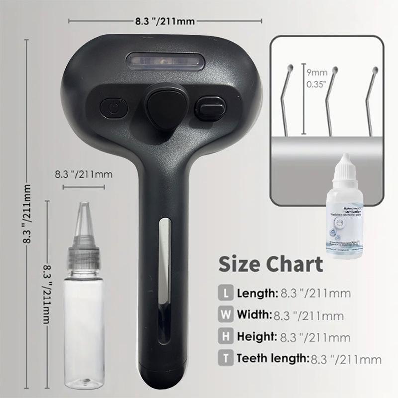 Pet Dematting Pin Comb & Massage Brush with Detangling Spray