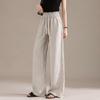 RAIN.CUN Women's Old Money Style Linen Wide-Leg Casual Pants