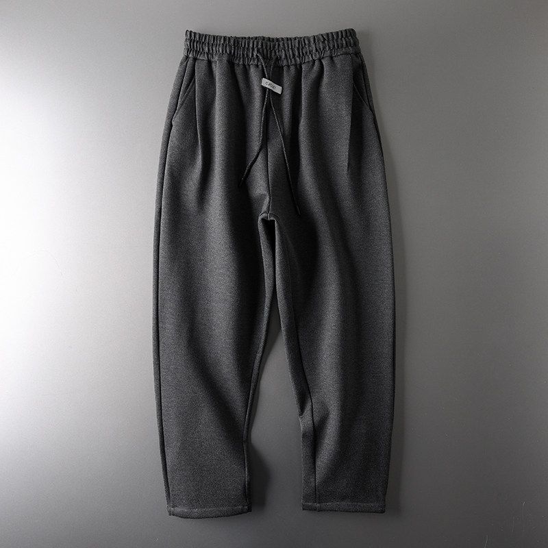 Trendy Winter Japanese Style Export Men s Clothing Casual Woolen Pants Dark Gray L