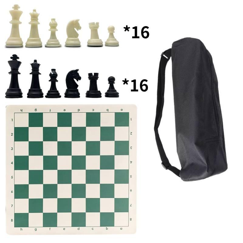

Portable Chess Set With Faux Leather Carry Bag 65mm King Height And 34cm Board Ideal For Outdoor Use зелений