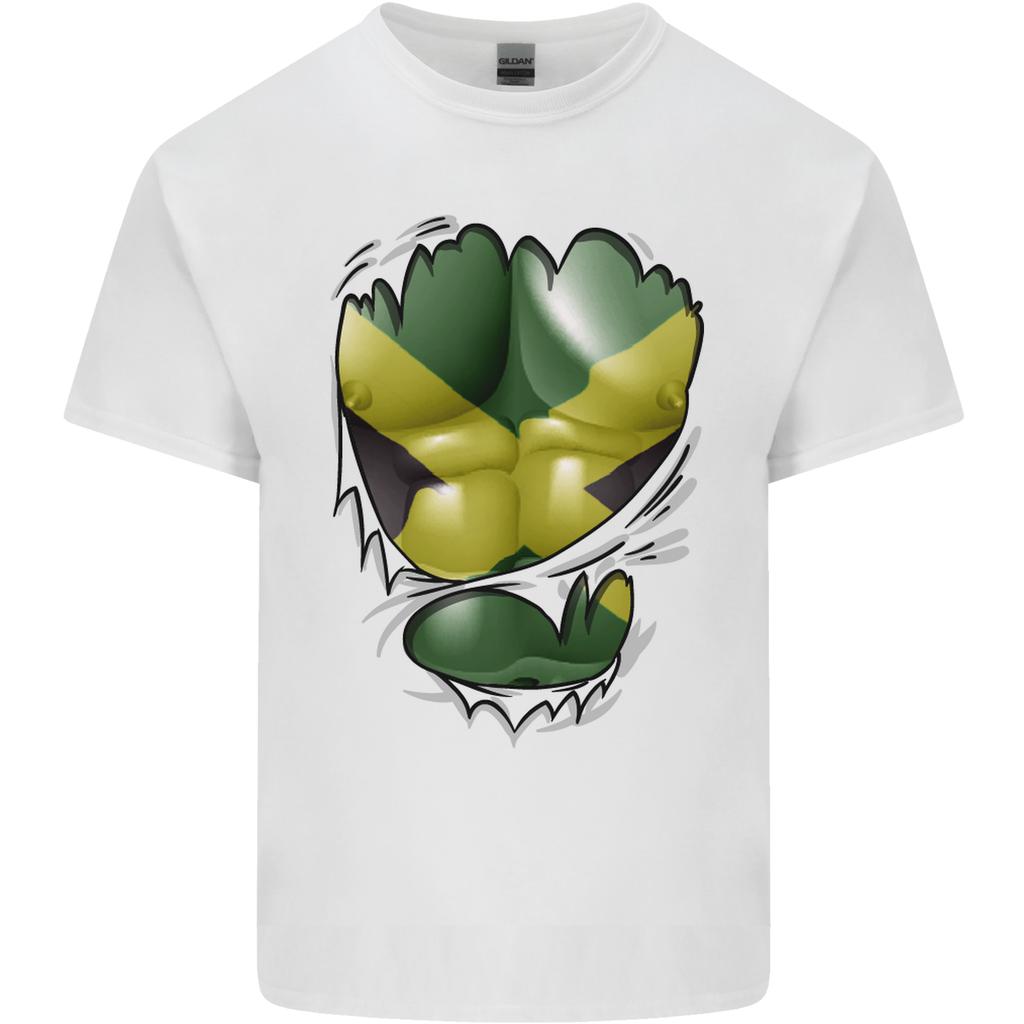 The Jamaican Flag Ripped Muscles Jamaica Unisexs Light Cotton TShirt