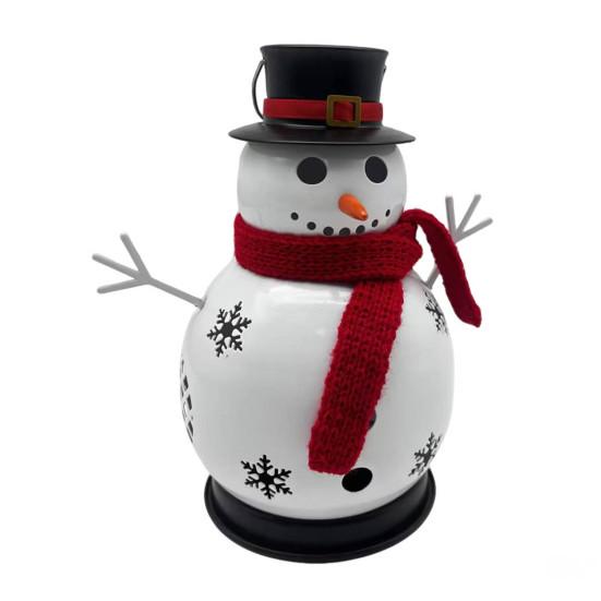 Christmas Party Supplies Snowman Candle Holder, Decorative Metal Candlestick Ornament with Top Pillar Stand Hat And Scarf for Table Centerpiece