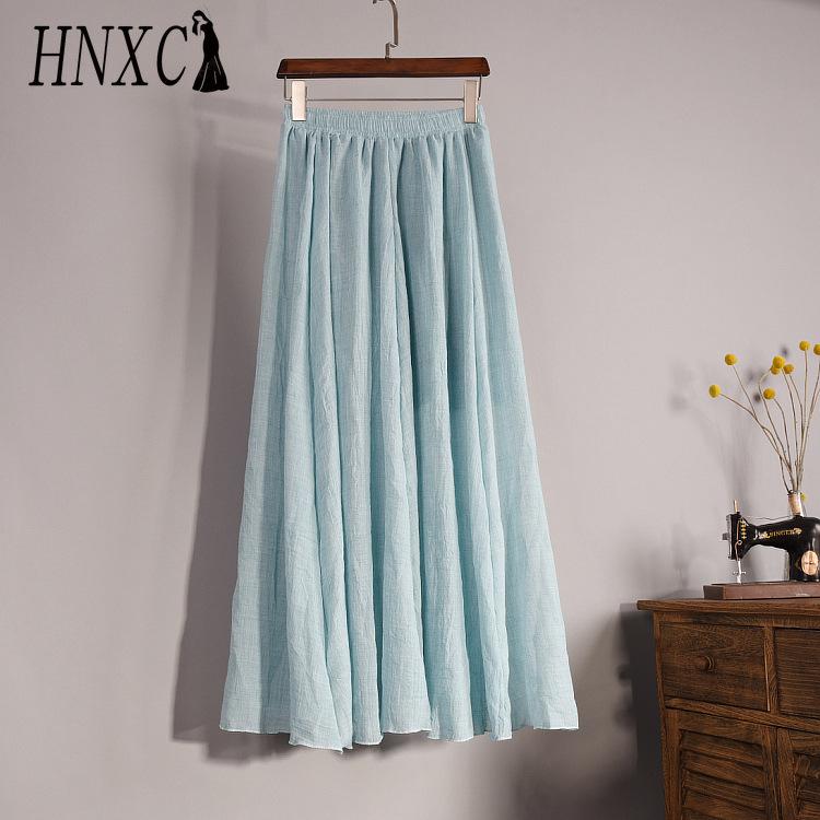HNXC Women's Fashion Casual Solid Color Print Summer Spring Skirt