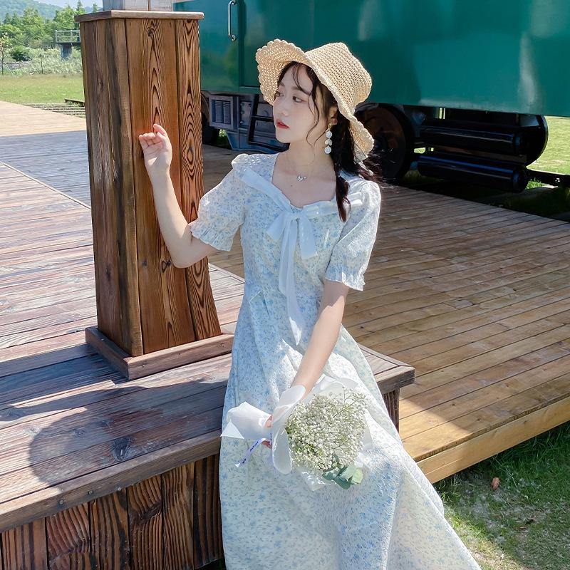 French Floral Tea Break Dress Women's Summer New Skirt Small Fresh Sweet First Love Skirt Retro Gentle