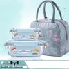 ZISIZ Rectangular Glass Food Container Set with Bag and Cutlery