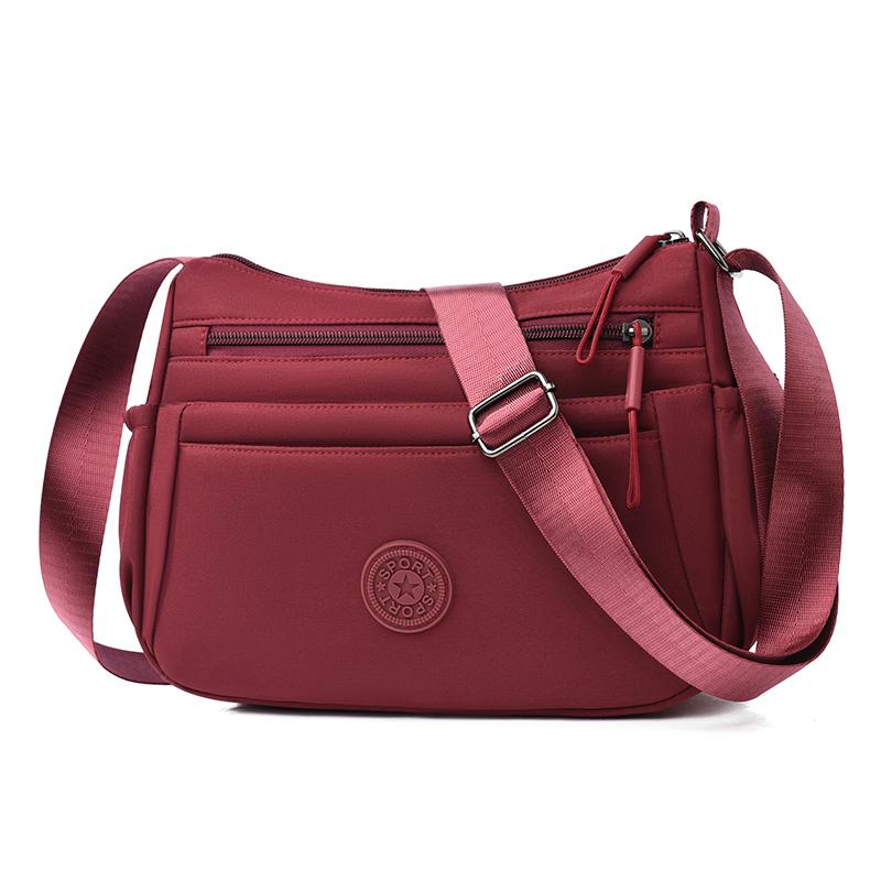 Vrijetijd Eenvoudige Dames Schoudertas Nylon Meerdere Vakken Waterdichte Messenger Bag Effen Kleur Vrouwen Schoudertas voor Uitjes