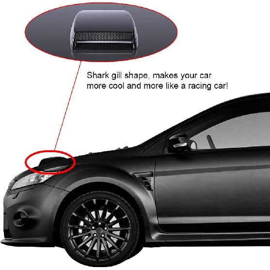 Universal Car Decorative Air Flow Intake Hood Scoop Bonnet Vent Sticker Cover Hood (Black)