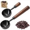 2 Stück Vintage Kaffeelöffel, Edelstahl Kaffeemesslöffel mit Walnussholzgriff, Löffel für trockene und flüssige Zutaten