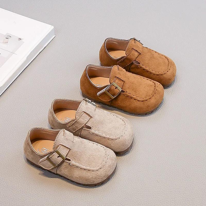 Children's Flat Shoes 2-18 Years Old Khaki Simple Boys Girls Casual Shoes Four Seasons Models Yellow Non-slip Kids Loafers 23-33