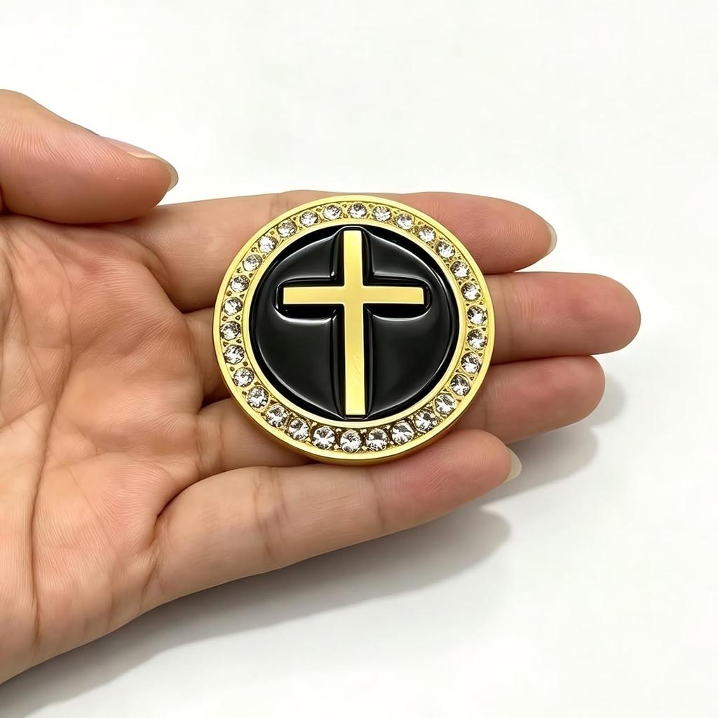 Metall Bling Auto Kreuz Jesus Emblem mit Strasssteinen | 3D Christliches Religiöses Fahrzeug Emblem Aufkleber für Auto LKW SUV Heckklappe Dekoration