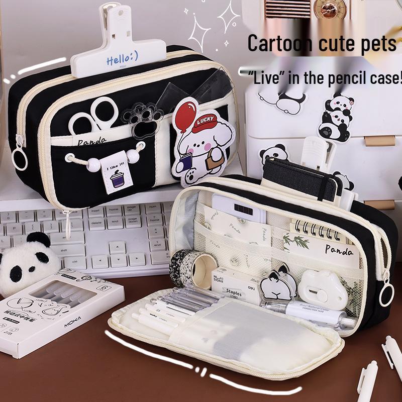 Trousse de creioane Teddy Multi-Strat Color Block Capacitate Mare: Geantă de mână multifuncțională de înaltă valoare pentru elevii din ciclul primar și gimnazial