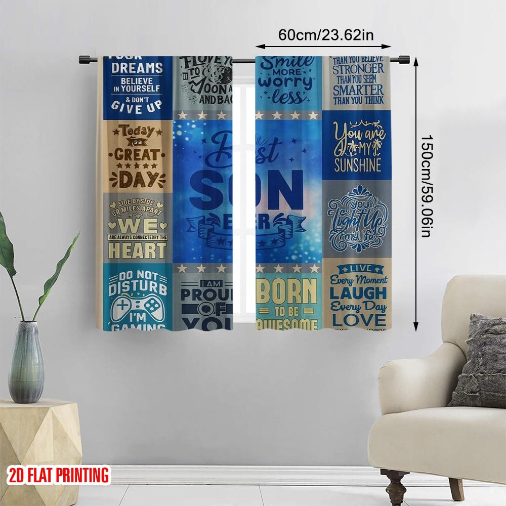 2pcs,2D plane printing Curtain Popular Best Son Collage Polyester (without rod) All Seasons Perfect for Various Rooms,