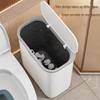 Large Bathroom Trash Can with Thickened Lid, Narrow Style, Press-Type