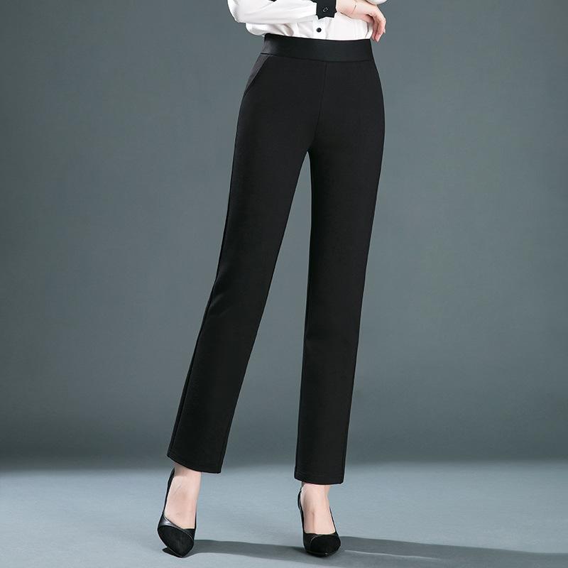 Women's  Slim Long Pants  Elastic Waist Straight Pants Stretch High Waist Pants