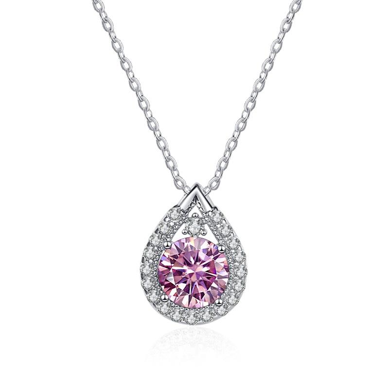 Bague Ringen S925 Sterling Silber Halskette Moissanit Schmuck für Frauen Wassertropfenförmiger Anhänger mit acht Herzen und acht Pfeilen