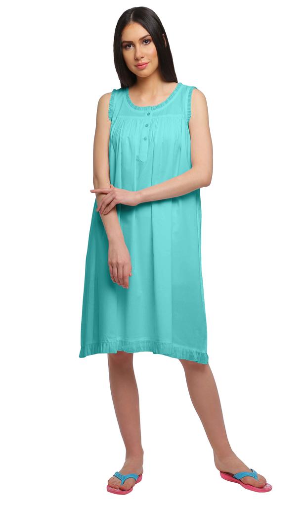 Moomaya Womena    s Solid A-Line Sleeveless Nightdress Cotton Sleepwear Gown
