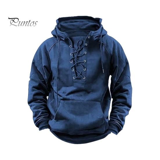 Podzim Zima Muži Mikina s kapucí Šněrovací popruh Volná Elastická manžeta Retro Teplý svetr Středně dlouhá Hip Hop Kapsa Jednobarevná Mikina Top