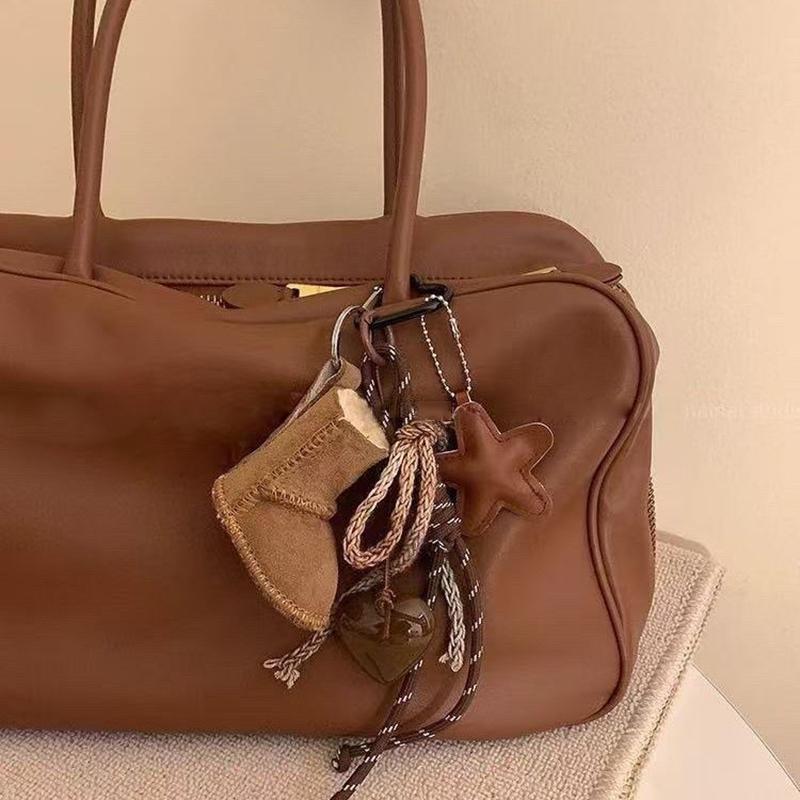 Yogodlns New PU Leather Starfish Snow Boots Bag Pendant Cute Decorative Handbag Hanging Fashion Braided Rope Bag Accessorie