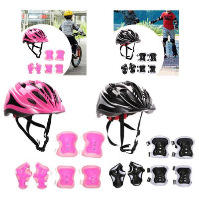 7Pcs/Set Kids Bicycle Helmet Sturdy Roller Skating Helmet for Skateboard Bike Riding Outdoor Sports Inline Skating Roller Skate