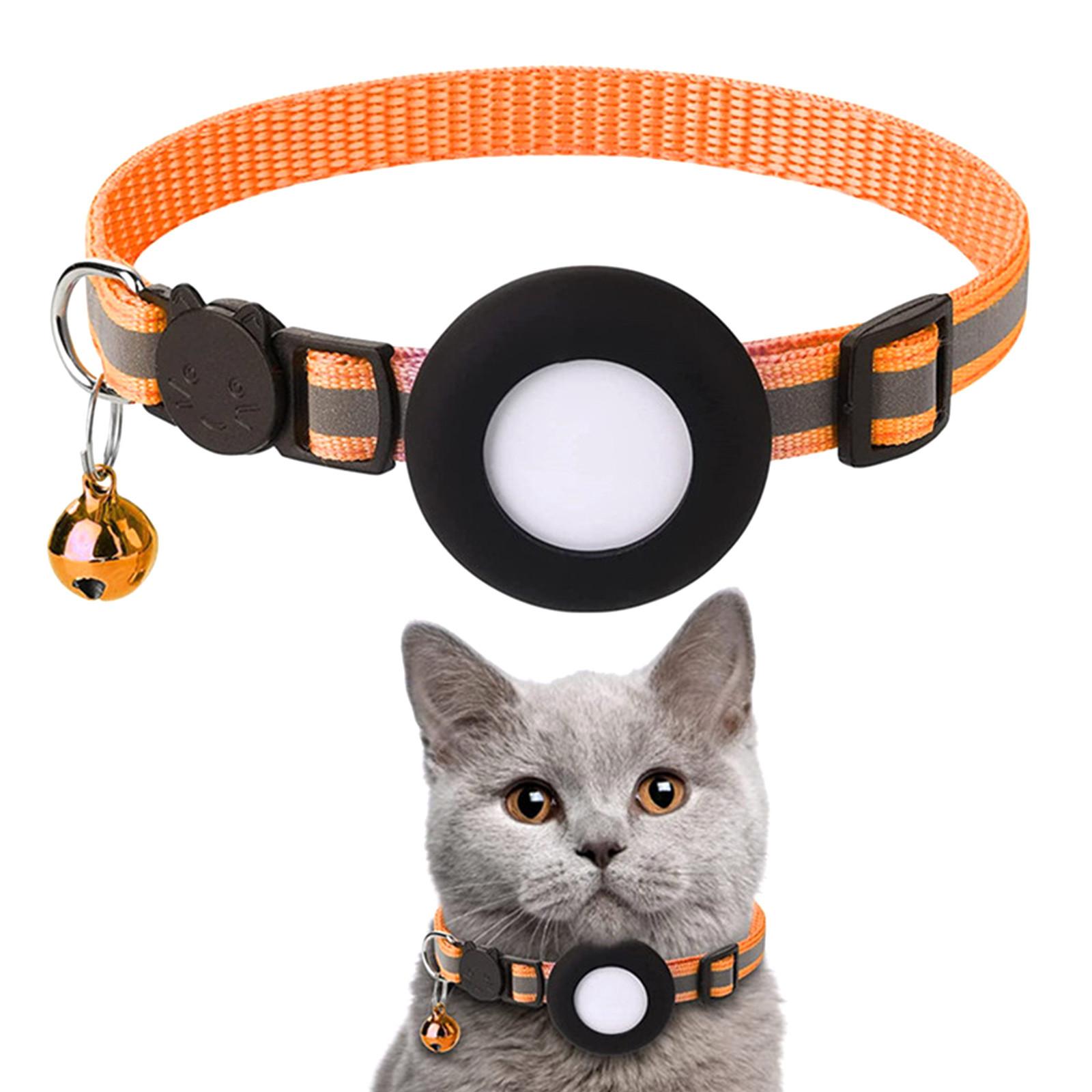

Стрелец кошка, ошейник, светоотражающий, кошка, ошейник, с AirTag, держатель, и колокольчик, для девочки, мальчика, кошки One Size оранжевый