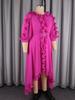 Plus Size Elegant Rose Red Chiffon Evening Gown with Ruffled Irregular Hem