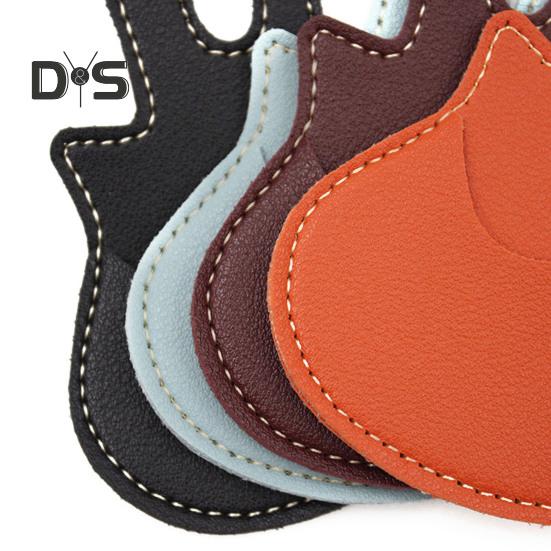 Guitar-Shaped Picks Holder Faux Leather Guitar Pick Case Portable Plectrum Storage Bag for Guitar Players Lovers Teacher