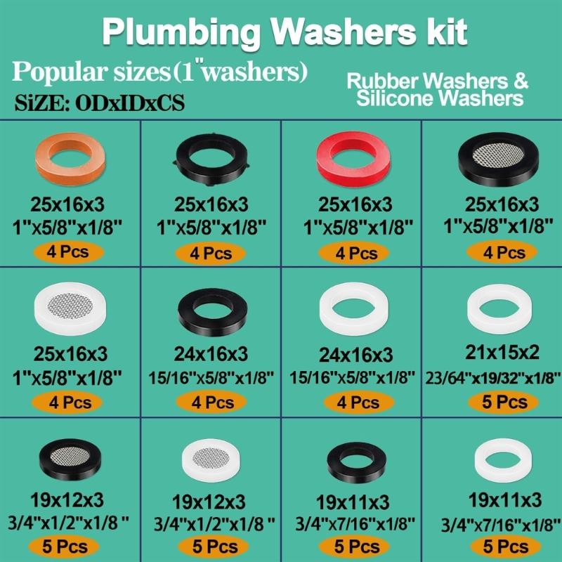 Plumbing and Faucet Washers Assortment Kits Outside Garden Faucet Splitter Gasket for Assorted Spigot Water Hose