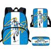 Set Zaino Scolastico per Bambini a Tema Messi con Borsa a Tracolla Astuccio per Studenti Elementari