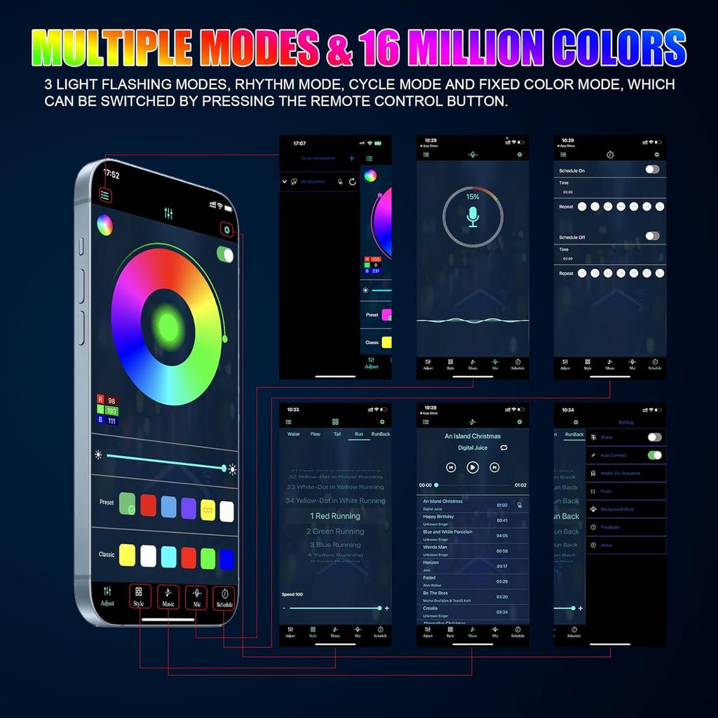 APP Car Interior LED Decorative Light EL Cold Neon Light Strip Car USB Decorative Dashboard Console Auto Interior Accessories