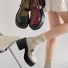 Fench Retro Ankle Buckle Platform Pumps Women Japanese Style Patent Leather Mary Jane Shoes Woman Punk Thick Heels Lolita Shoes