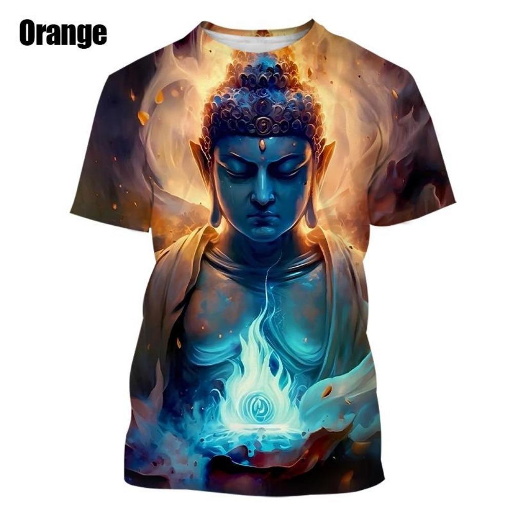 3D Buddha Shakyamuni Printing T Shirt For Men Round Neck Short Sleeve Kid Cool Buddhist Faith Tops T Shirts Harajuku Clothes Tee