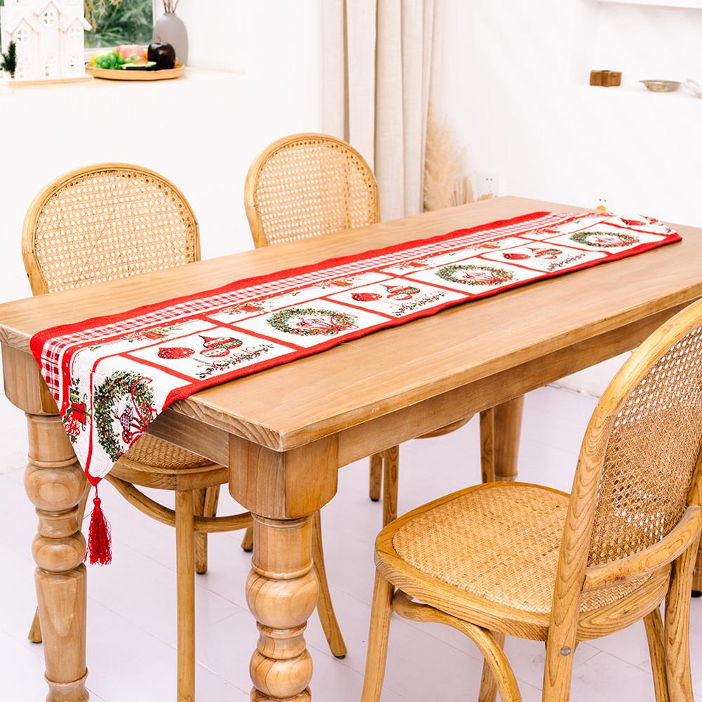 Christmas Knitted Tablecloth With Embroidered Snowman And Festive Decor For Holiday Dining