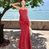 Summer Sense Pure Desire Three-dimensional Flower Tube Top Slim Fit Hip Wrap Fishtail Dress Birthday Dress Skirt
