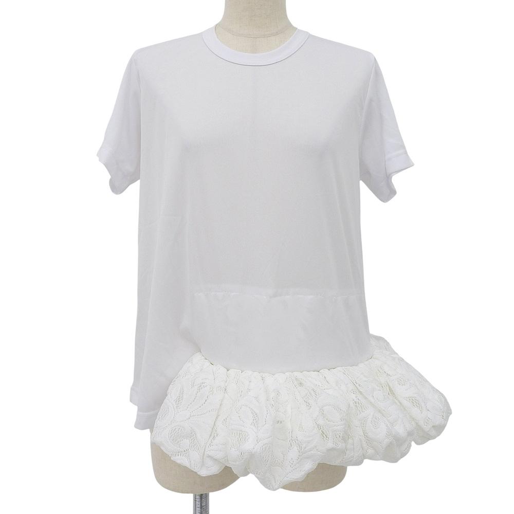 COMMEdesGARCONS Women's Lace Peplum Top, White, Size S, GH-T002, 2021 Autumn/Winter tops S whiteUsed