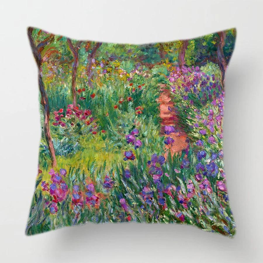 Oil Painting Throw Decorative Pillow Case Landscape Painting Polyester Printing Cushion Cover Sofa Bedroom Chair Home Decor