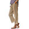 Spring Summer New Women Solid Cotton Linen Wide Leg Pants, Elastic Waist Loose Casual Trousers, Breathable Daily Fashion Bottoms