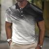 Fashion Men'S Polo Shirt 3D Gradient Line Summer Short Sleeve TShirts Casual Daily Lapel Tops Tees Striped T Shirt Man Clothing