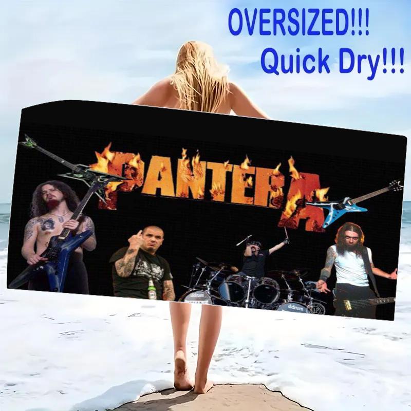 Pantera Band Print Beach Towel, Large Soft Quick Dry Towel for Beach Camping Swimming