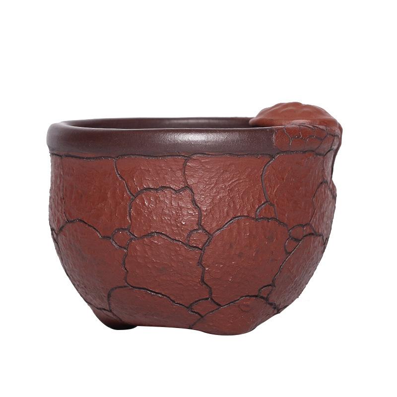 170ml autentický hliněný čajový šálek z fialového Yixingu, ručně vyráběná čajová miska s vzorem Lingzhi a surovým hliněným bahnem, mistrovský šálek Zisha, čajová sada na míru