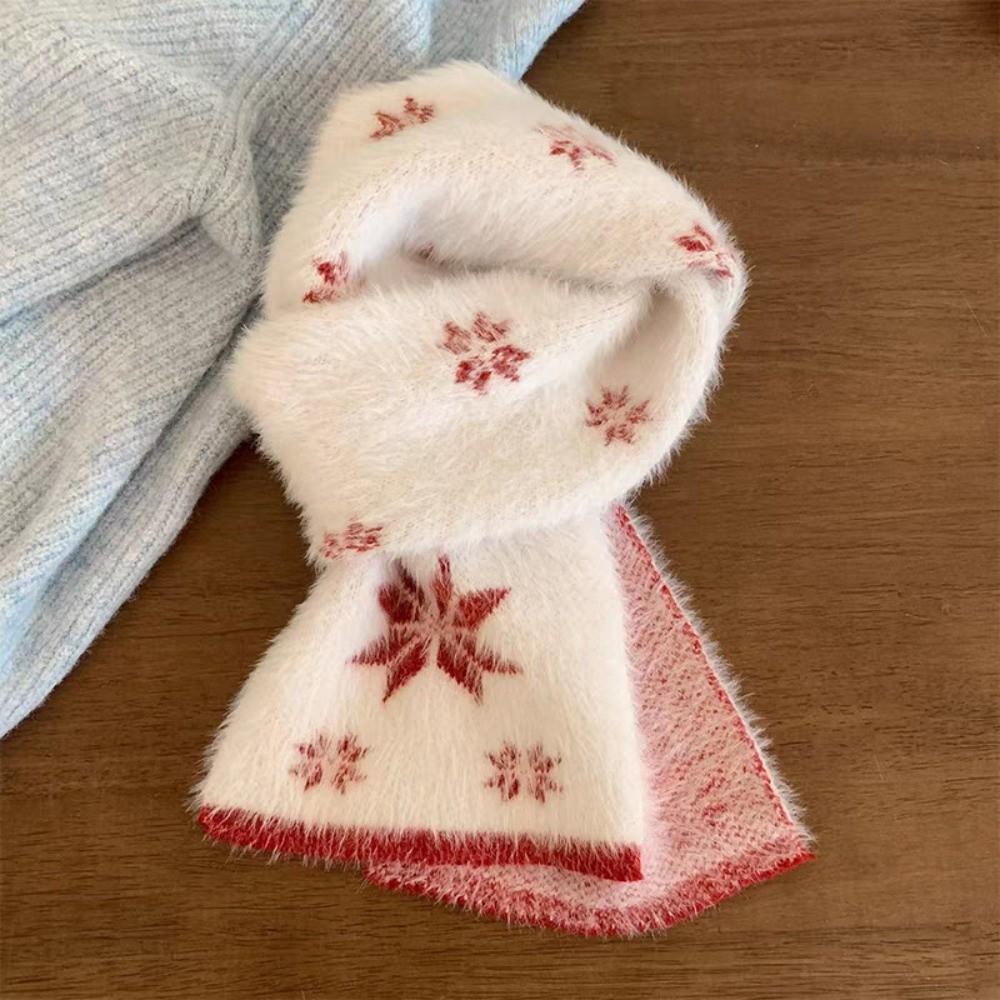 Double-Sided Plush Winter Scarf Soft Plush Knitted Neck Wrap Faux Mink Scarf  Autumn Winter Wear